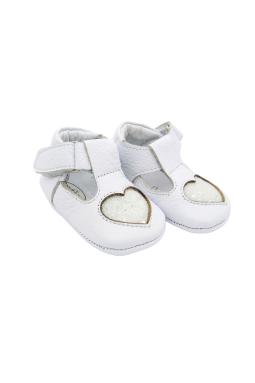 Alina Heart Genuine Leather Baby First Step Shoes White