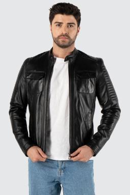 Benito Hakiki Deri Spor Siyah Mont