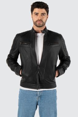 Arturo Hakiki Deri Siyah Erkek Mont