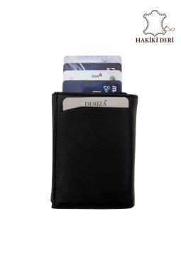 Rivo Personalized Genuine Leather Mechanism Wallet Black