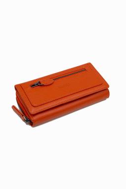 Jasei Hakiki Deri Kadın Cüzdan Turuncu