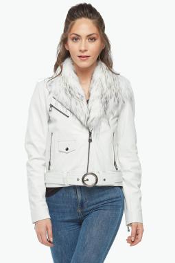 Anita Spor Kadın Deri Ceket Beyaz