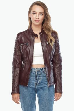 Bella Hakiki Kadın Deri Mont Bordo