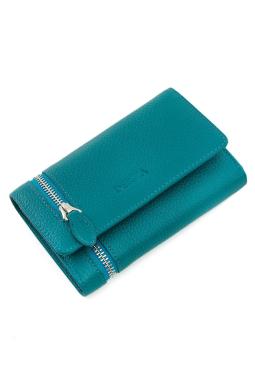 Fermuarlı Hakiki Deri Kadın Cüzdan Yeşil
