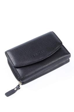 Женский кошелек Ksear из натуральной кожи, черный