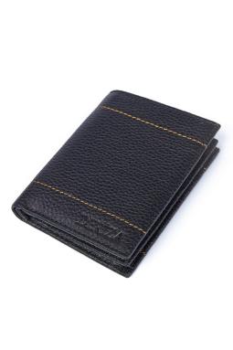 Вертикальный мужской мини-кошелек из натуральной кожи, черный