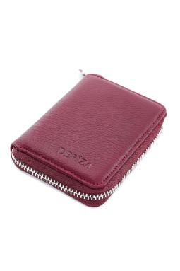 Fermuarlı Mini Hakiki Deri Cüzdan Bordo