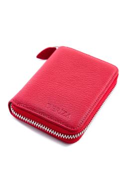 Fermuarlı Mini Hakiki Deri Cüzdan Kırmızı