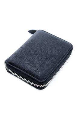Fermuarlı Mini Hakiki Deri Cüzdan Siyah