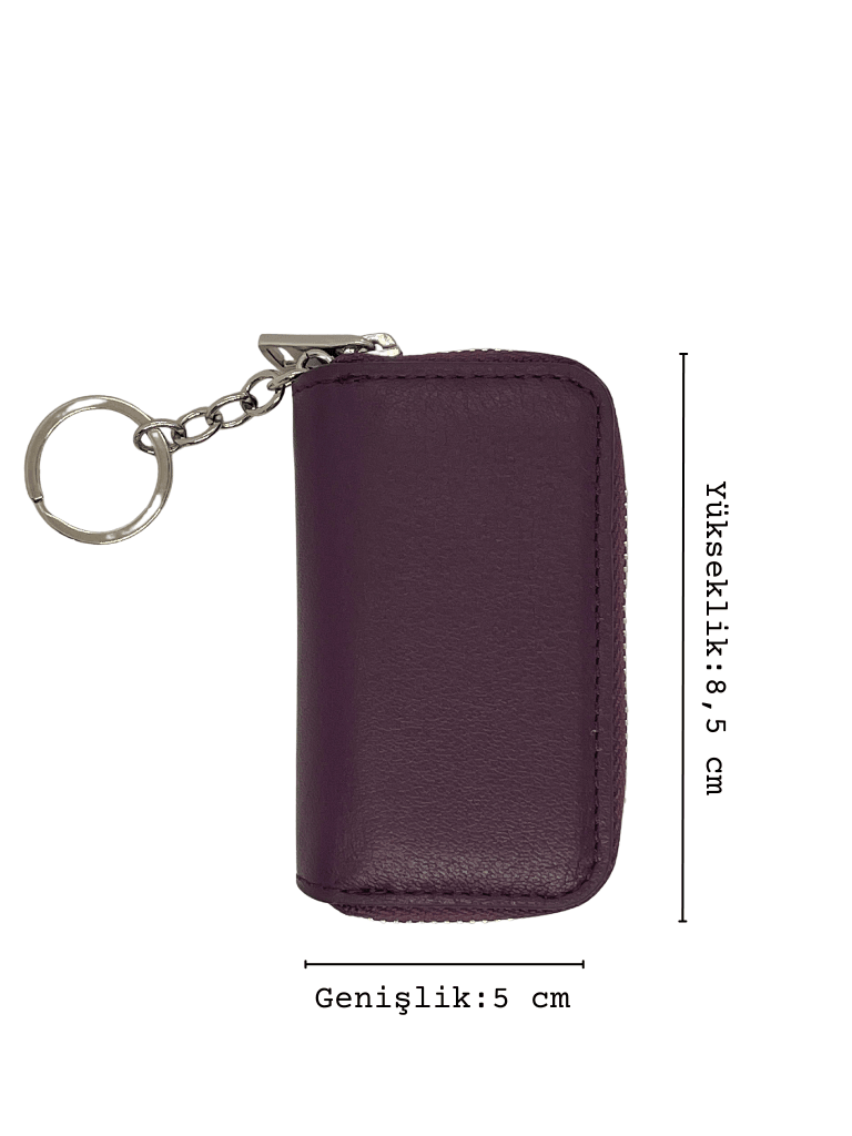 Pure 7983 Deri Mini Cüzdan Anahtarlık Mor