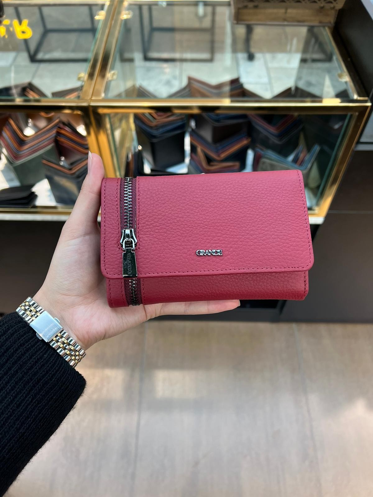 Grande 2639 Hakiki Deri Kadın Cüzdan Bordo