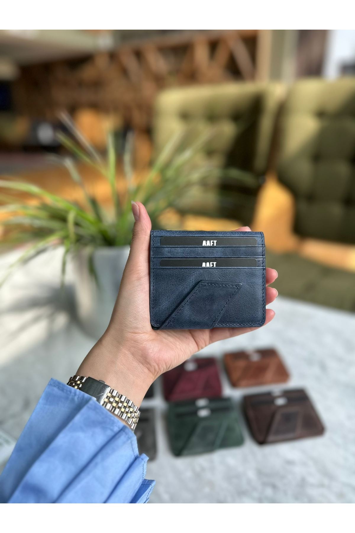 Lucas 1606 Hakiki Deri Erkek Kartlığı Lacivert