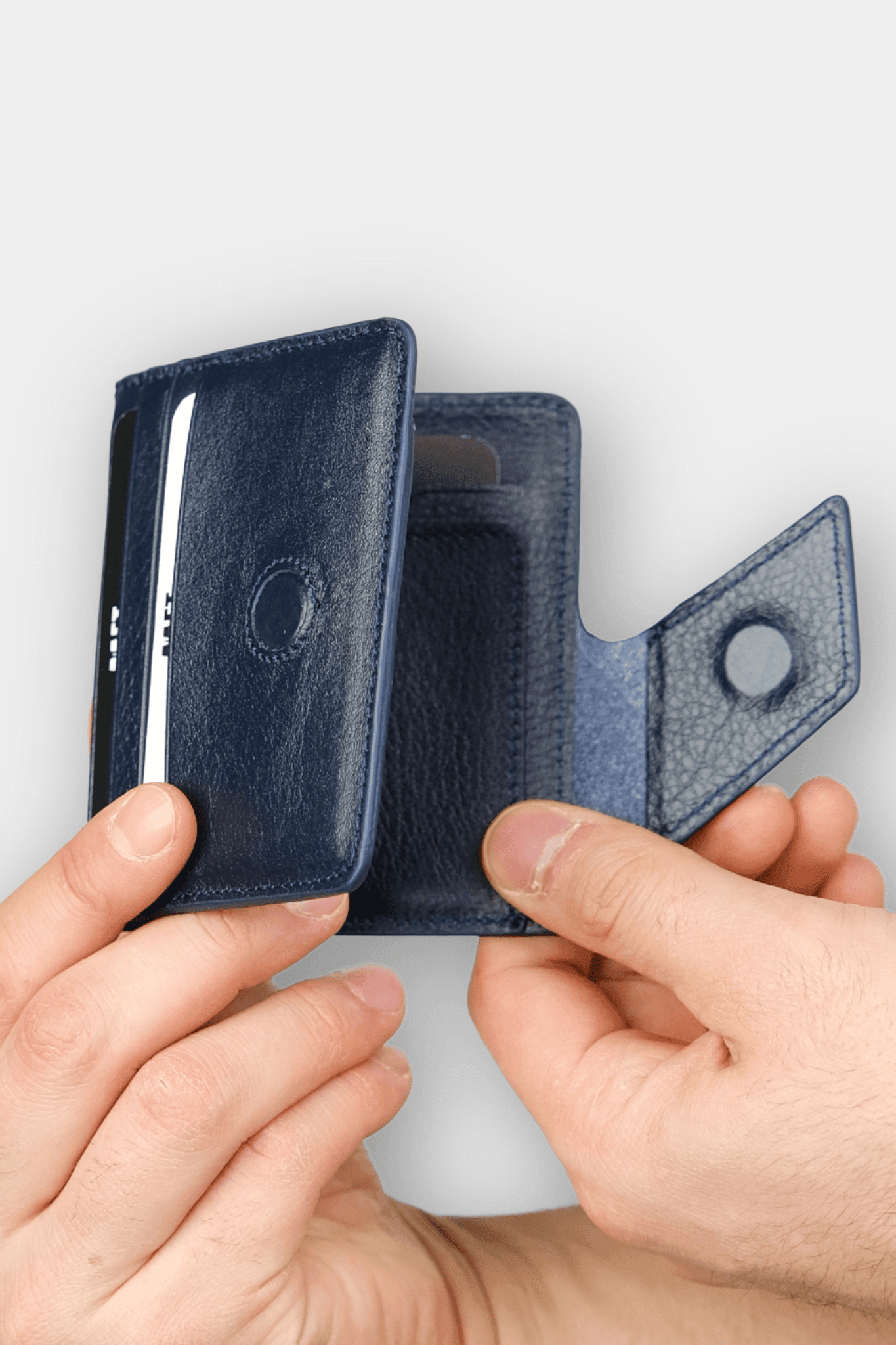 Lucas 1606 Hakiki Deri Erkek Kartlığı Napa Lacivert