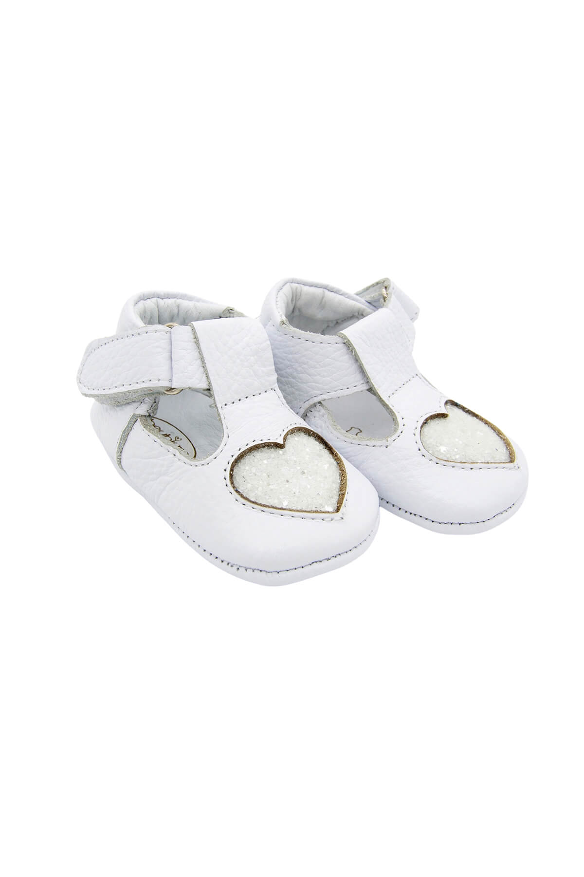 Alina Heart Genuine Leather Baby First Step Shoes White