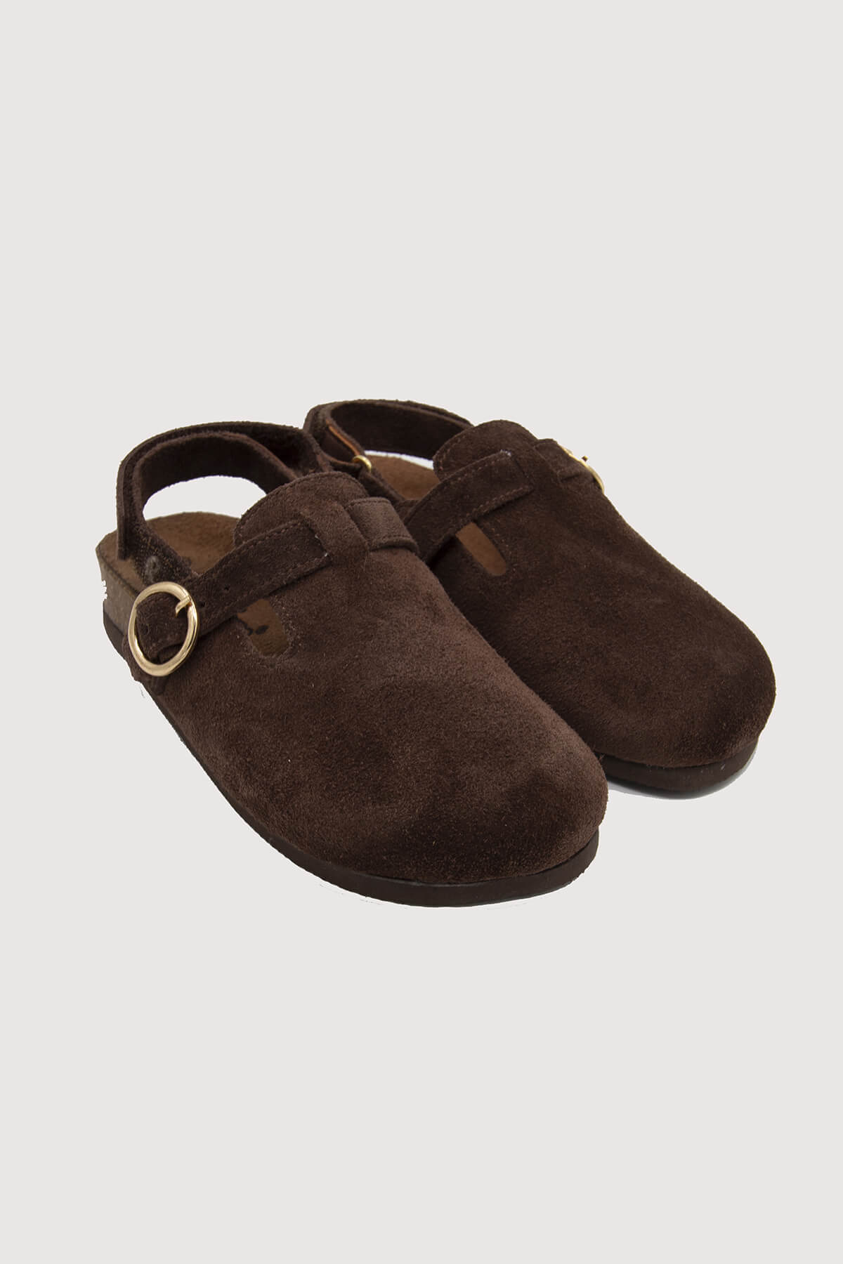 Детские сандалии Sabo из натуральной замши с пробковой подошвой коричневого цвета